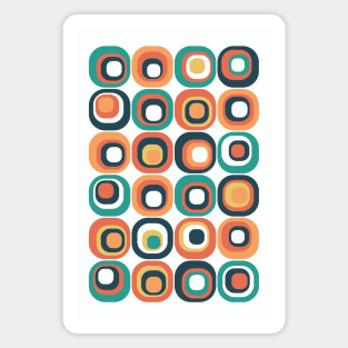 Stacked Squares Mid Century Modern Teal, Orange, Yellow Magnet